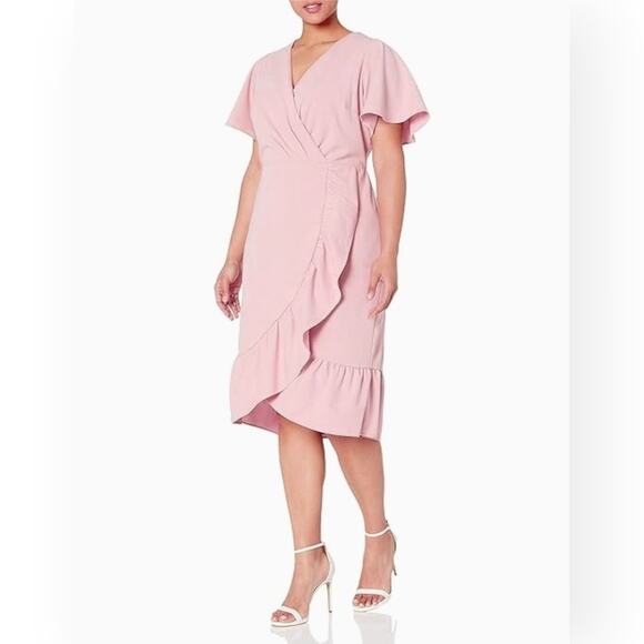 New $170 RACHEL ROY Ruffle Crystal Dress Faux Wrap Cascade Cocktail Pink Wedding - Picture 12 of 12